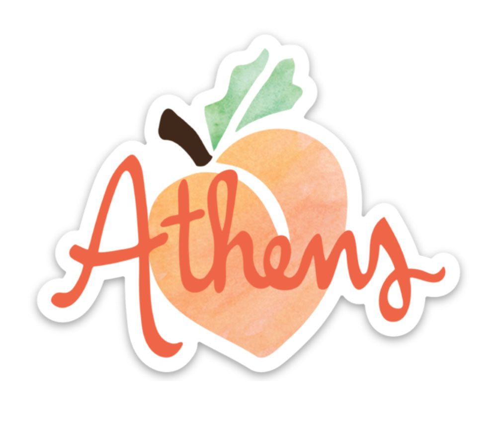 Athens Georgia Peach Orange Fun Sticker Vinyl Waterproof UGA Gift Sunny Day Designs
