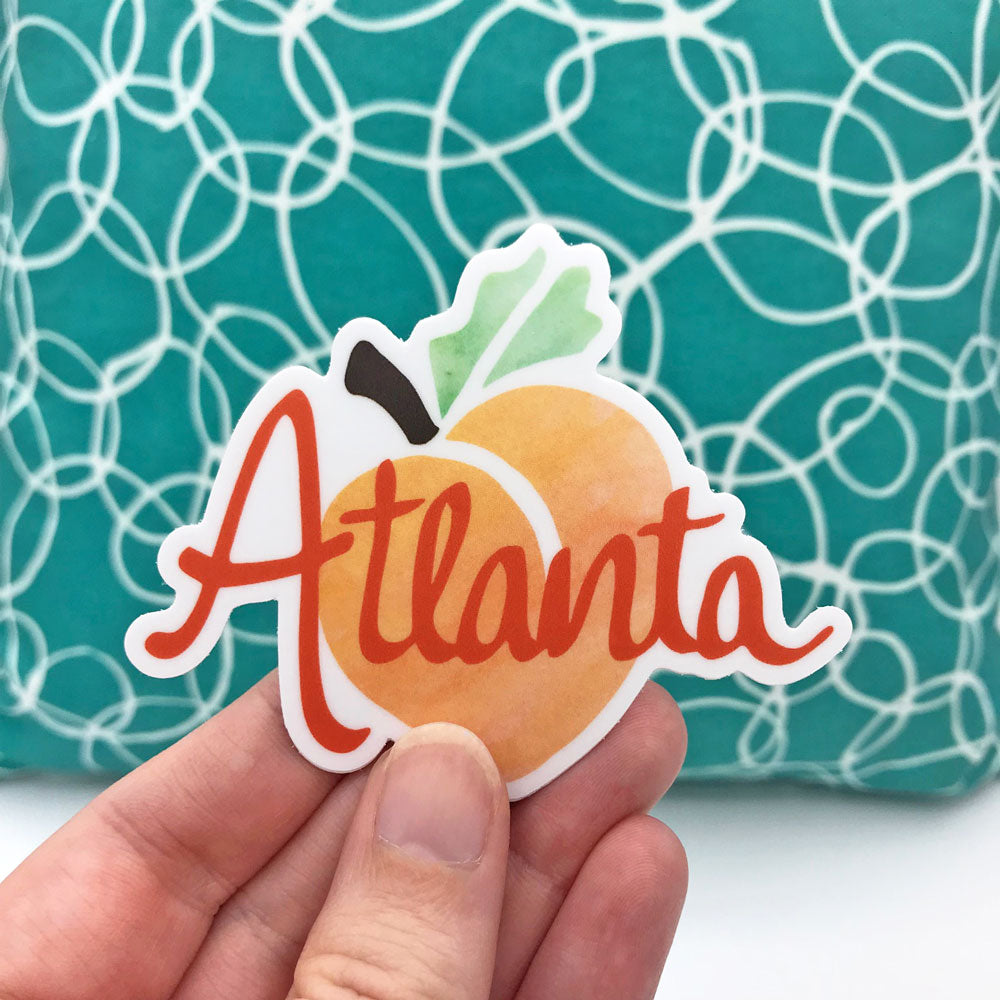 Atlanta Georgia Peach Vinyl Sticker Peachy Fun Sticker Waterproof Sunny Day Designs