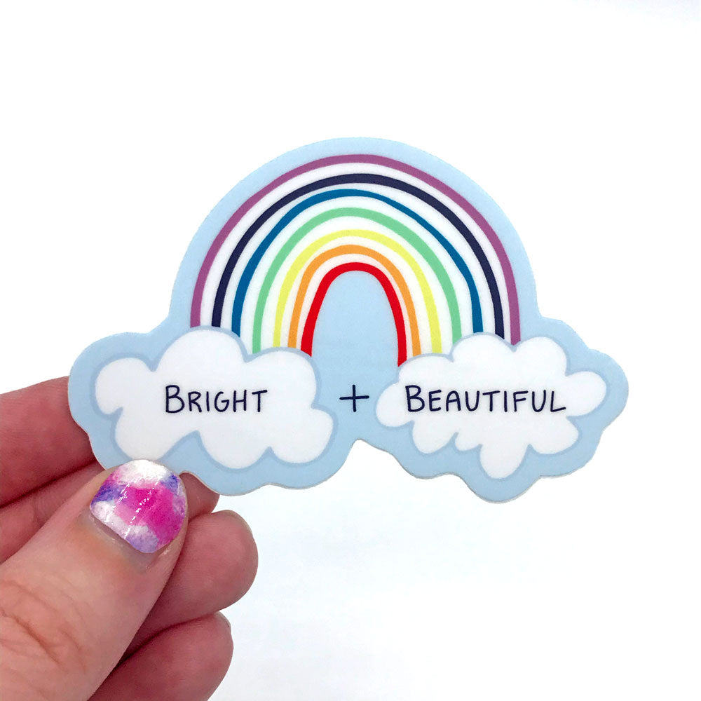 Fun Rainbow Sticker LGBTQ+ Pride Sticker Bright + Beautiful Colorful Vinyl Sticker Sunny Day Designs