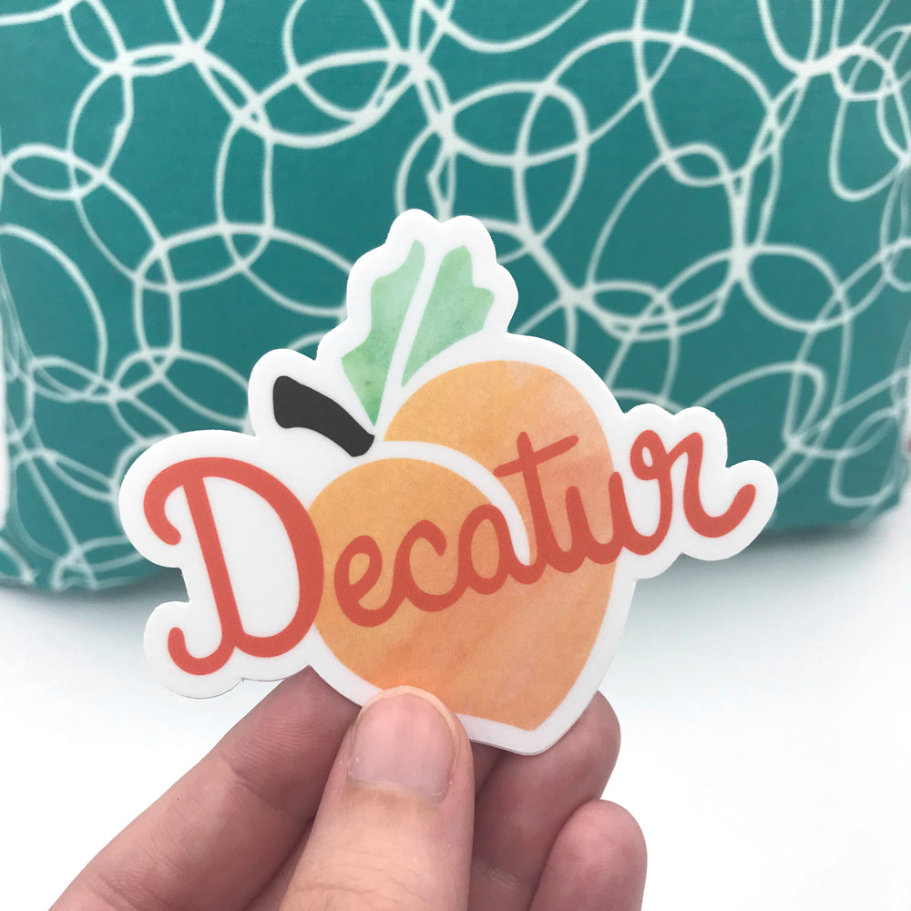 Decatur Georgia Peach Fun Sticker For Laptop Sunny Day Designs
