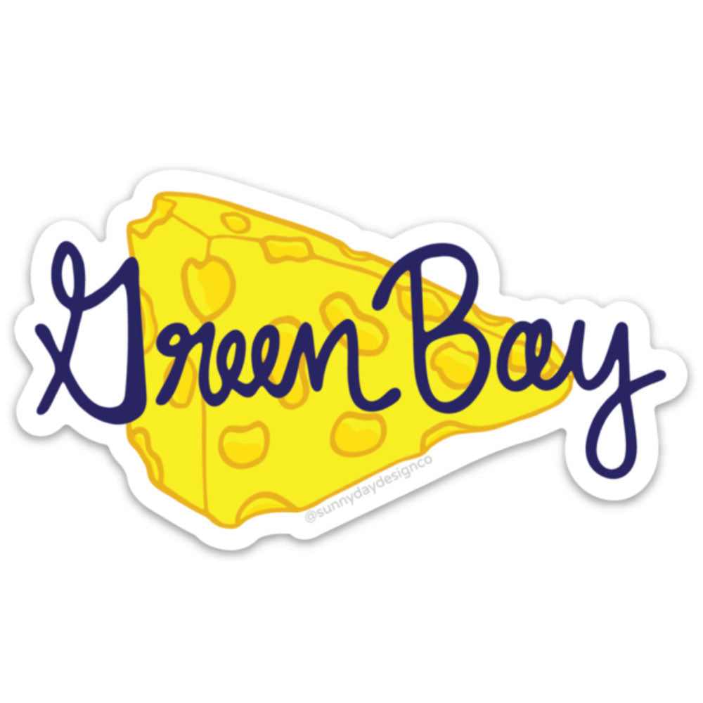Green Bay WI cheese fun vinyl magnet design by Sunny Day Designs. Wisconsin cheese fun vinyl magnet. Made in the USA