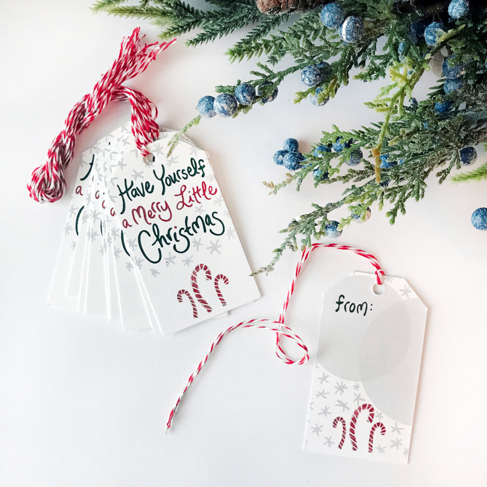 Candy Cane Gift Tag, Set of 10, Christmas Present Tags, Recycled Cotton ...