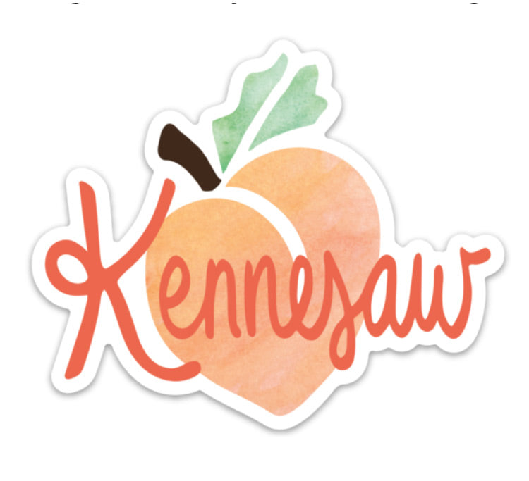 sweet peach magnet on orange background with kennesaw text