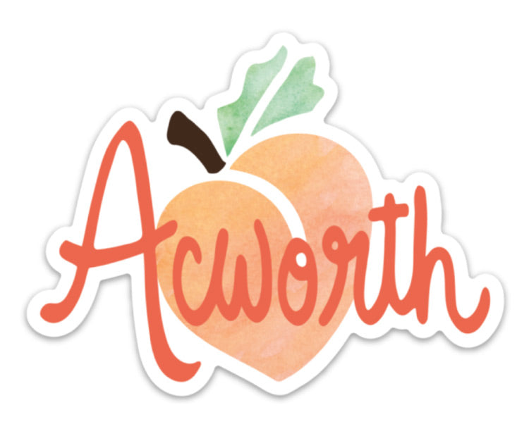 sweet peach magnet on orange background with acworth text