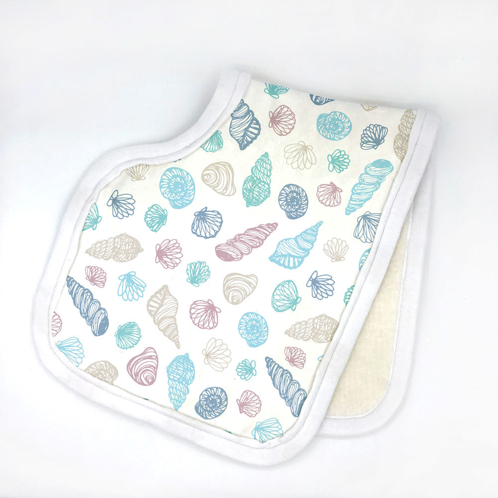 Seashells Ocean Print Burp Cloth Organic Cotton Sunny Day Designs