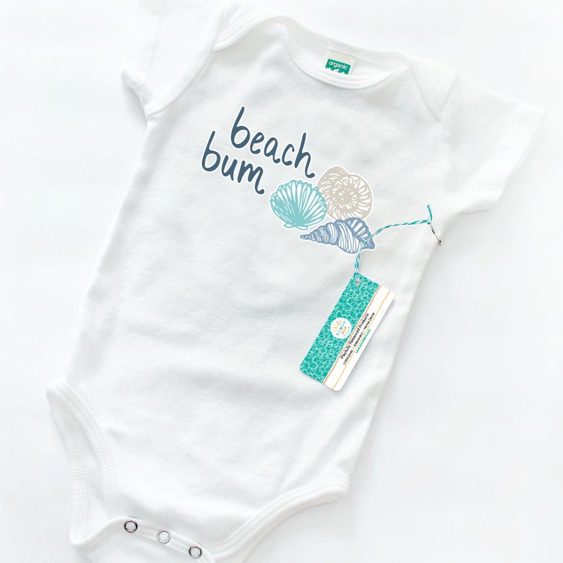 newborn beach gear Beach Bum Seashell Organic Baby Onesie, Gender-Neutral Coastal Baby Gift 6-12M
