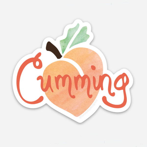 Cumming, GA Peach Vinyl Sticker, Realtor Gift, Georgia-Themed