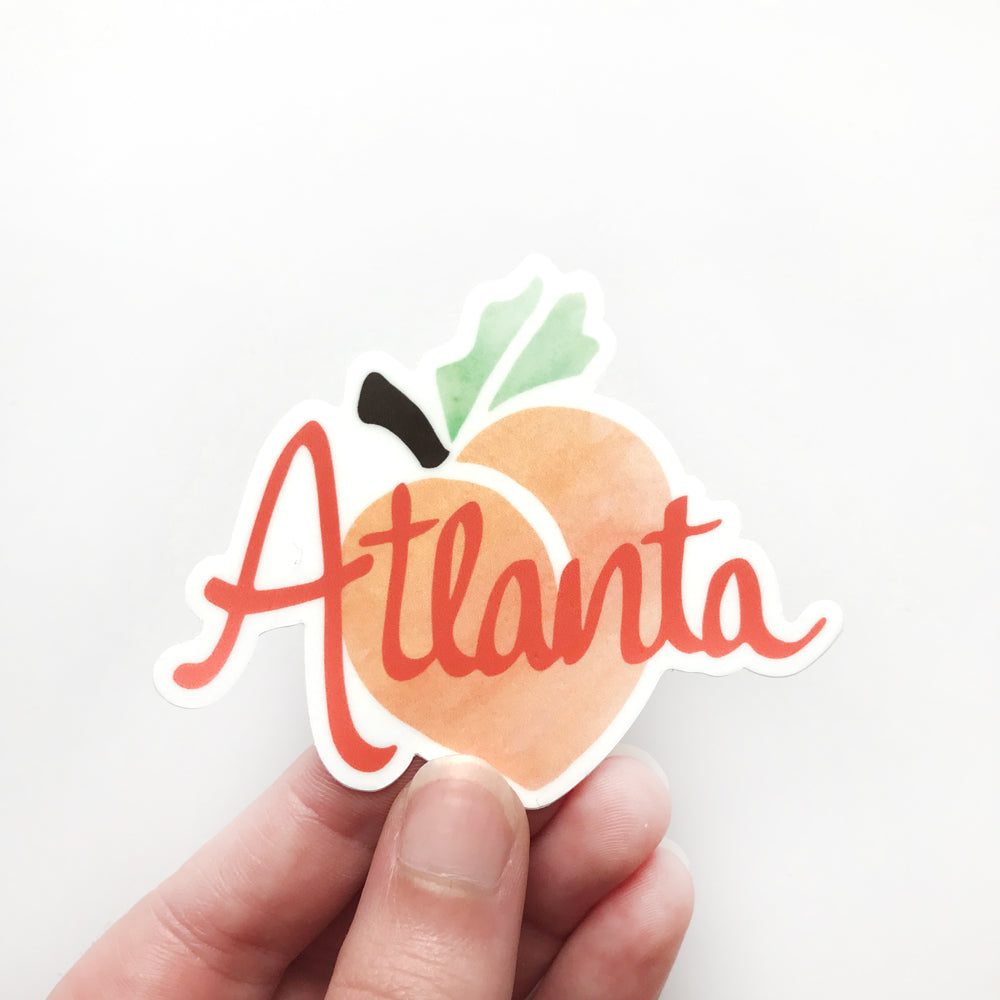 Atlanta Georgia Peach Fun Sticker Peachy Vinyl Sticker Waterproof Sunny Day Designs