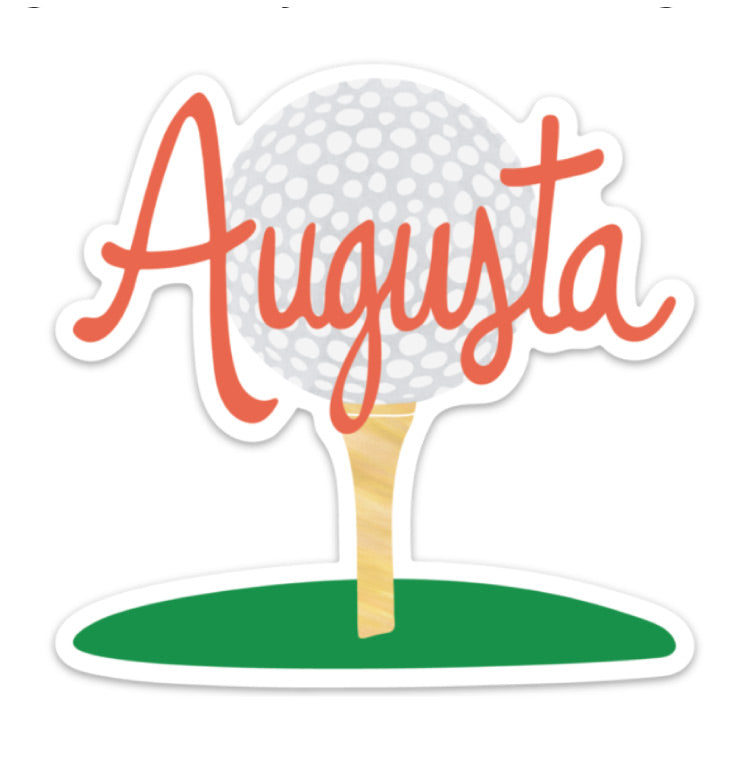 Augusta GA Golf Ball And Golf Tee Fun Vinyl Sticker The Masters Golf Gift Sunny Day Designs
