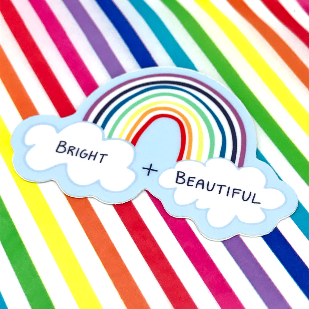 Cute Rainbow LGBTQ+ Pride Sticker Fun Laptop Sticker Bright and Beautiful Sunny Day Designs