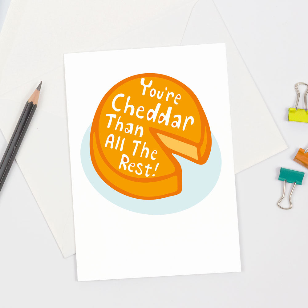 Cheddar Designs Cheese Greeting Card, Cute Cheddar Friendship Card, Foodie Greeting ...