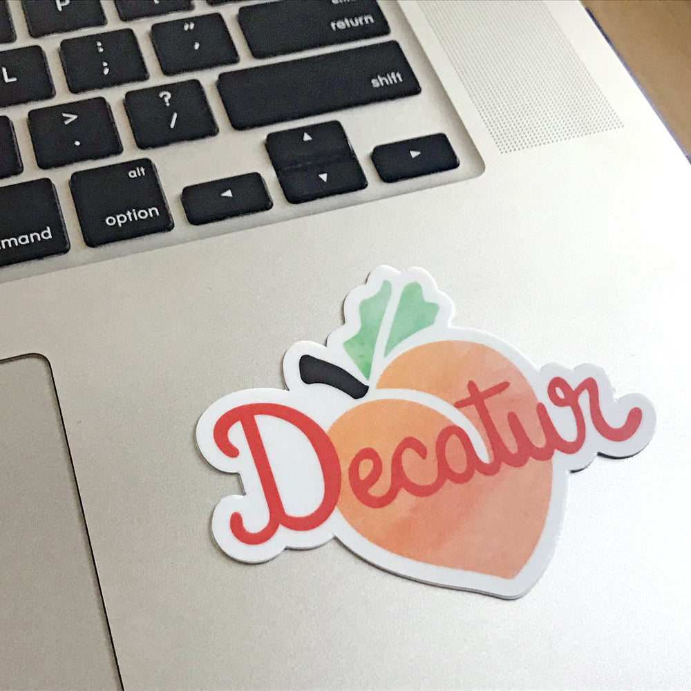 Decatur Peach GA Laptop Sticker fun sticker Georgia Gift by Sunny Day Designs