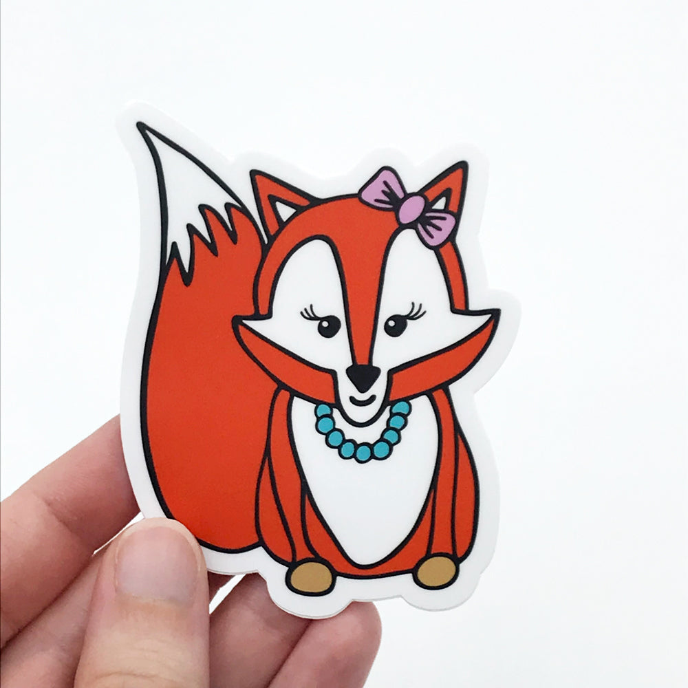 foxy lady fun and cute fox vinyl sticker for kids by sunny day designs