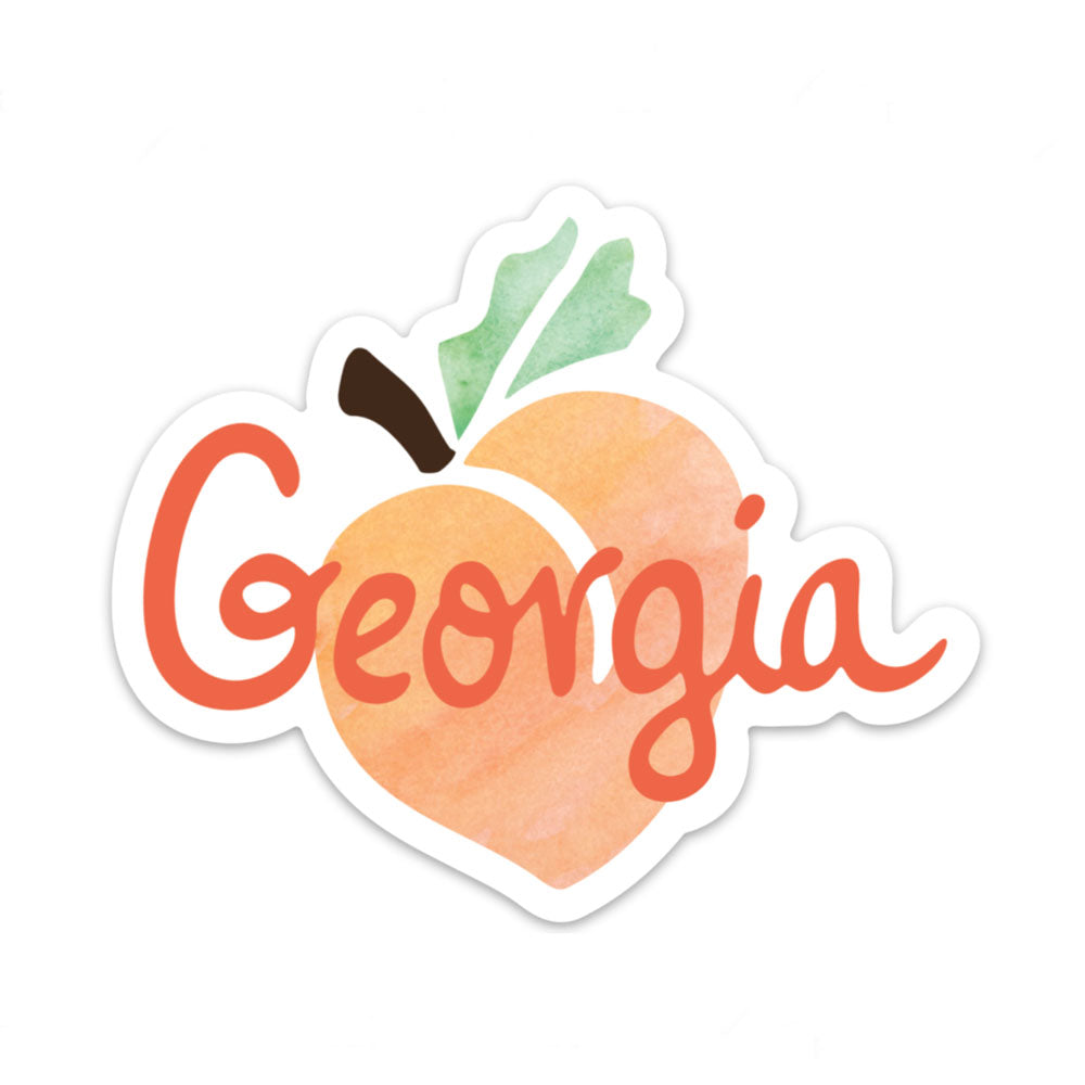 Georgia Peach Fun Sticker Orange GA Vinyl Laptop Sticker by Sunny Day Designs