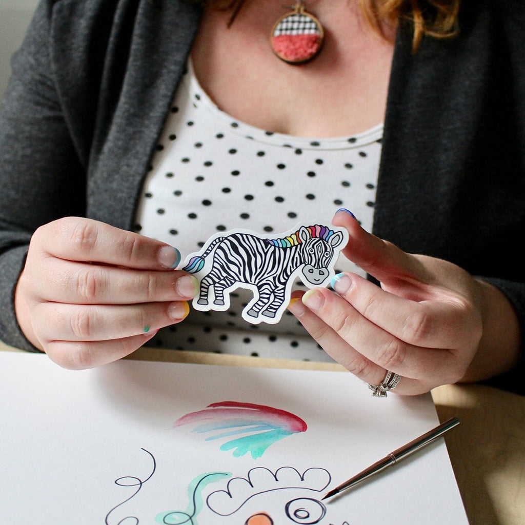 Cute Zippy Zebra Laptop Sticker In Hands Sunny Day Designs Donation With Purchase Spoonie Gift