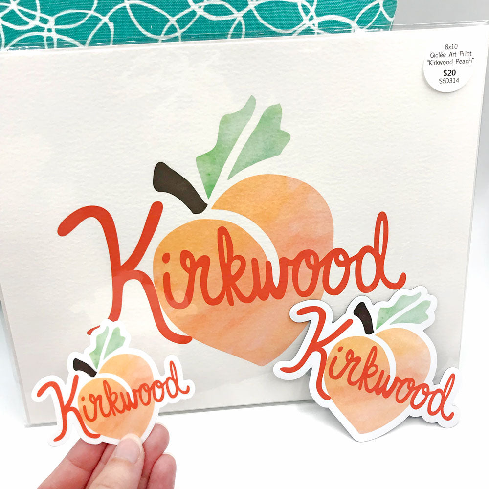 Kirkwood Peach Atlanta GA Gifts Art Print 8x10 Fun Sticker and vinyl magnet Sunny Day Designs