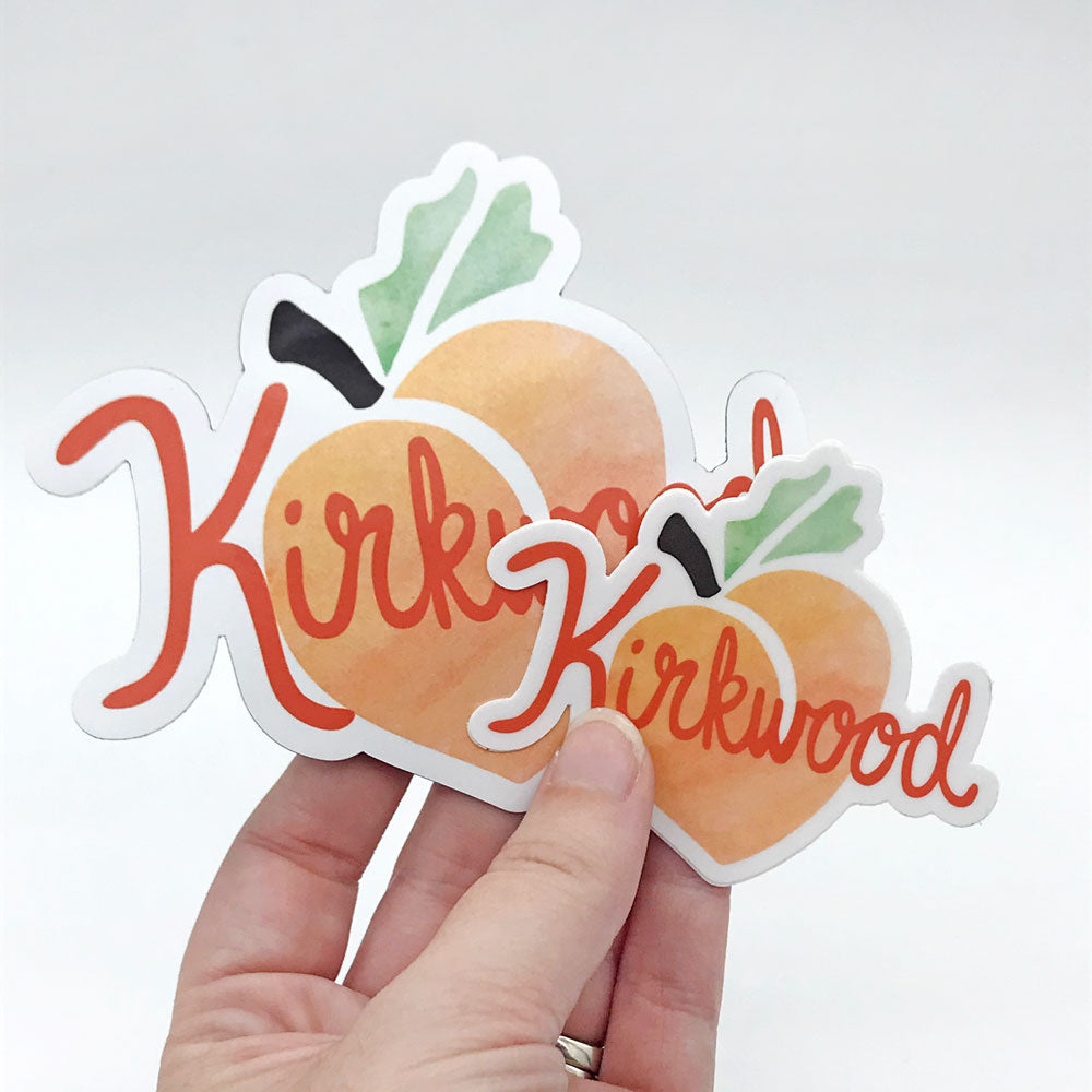Kirkwood Peach Atlanta Georgia Neighborhood Gift Vinyl Sticker Vinyl Magnet Sunny Day Designs