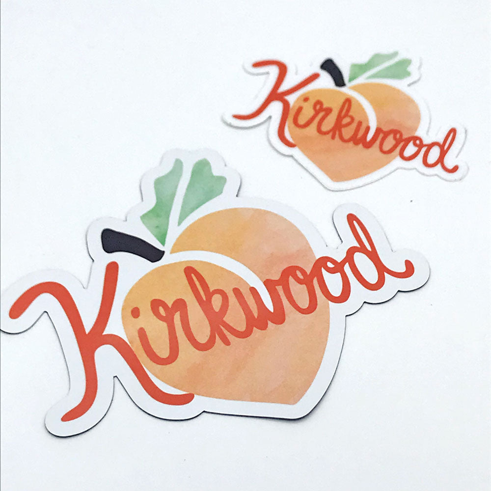 Kirkwood Peach Atlanta Neighborhood Gifts Fun Sticker and Fun Magnet  Sunny Day Designs