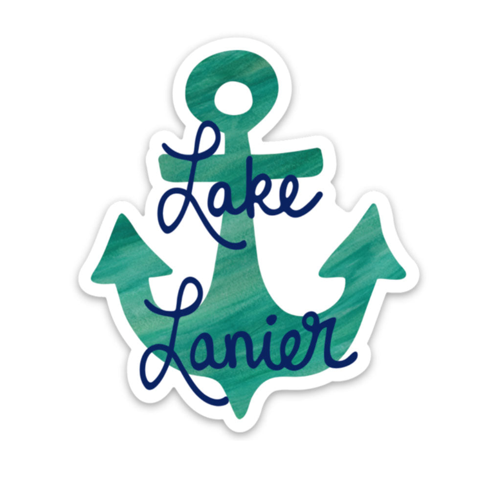 Lake Lanier Turquoise Anchor Fun Sticker Georgia Lake Life Vinyl Sticker Sunny Day Designs