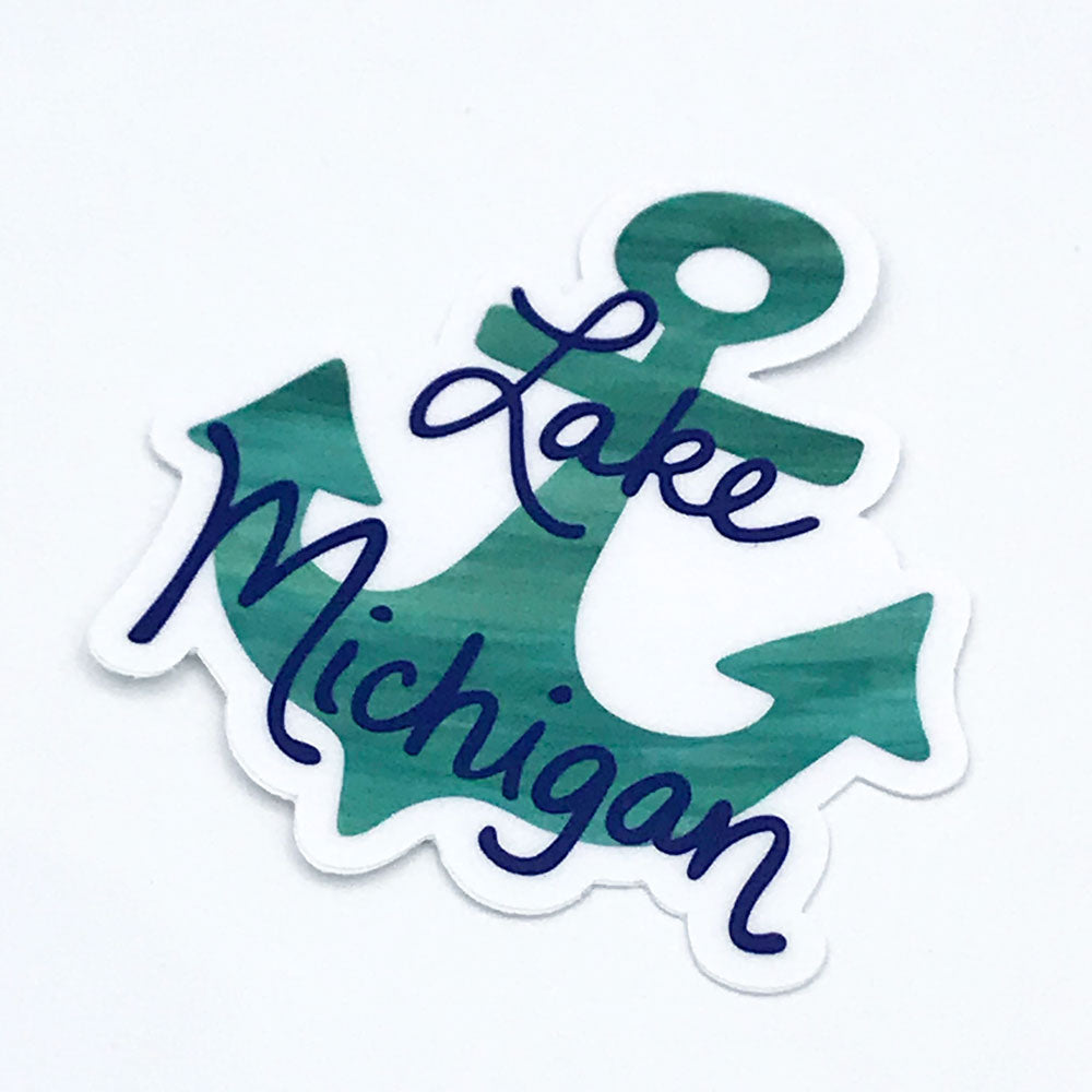 Turquoise Anchor Lake Michigan Vinyl Sticker Lake Life Gift Sunny Day Designs