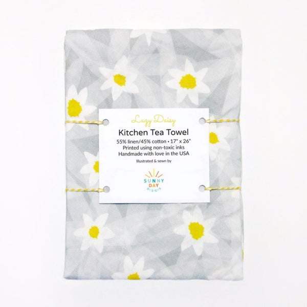 Daisy-Themed Kitchen Tea Towel for Spring  Contemporary Floral  Eco-Friendly Gift – Sunny Day Designs