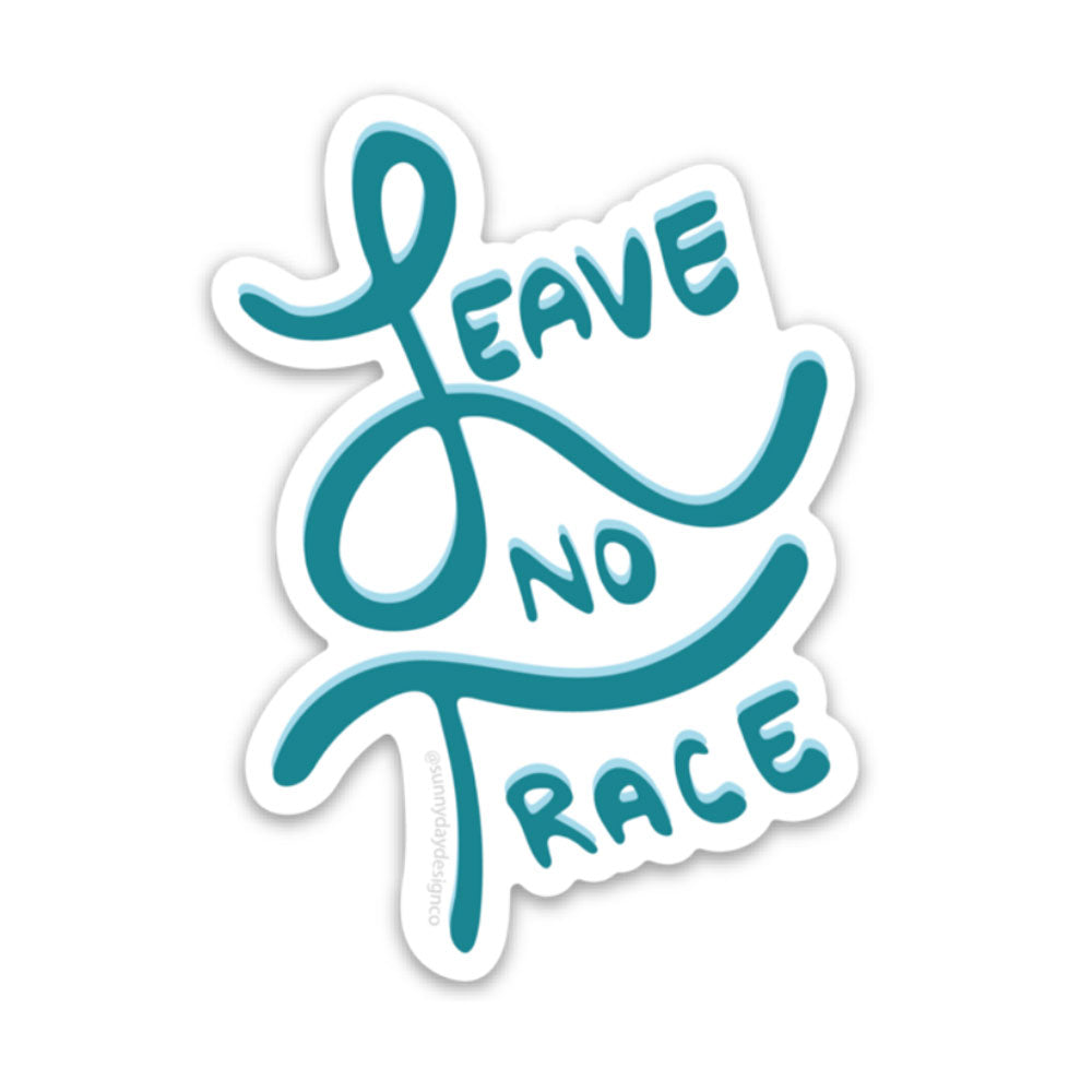 This blue Leave No Trace vinyl sticker design features the popular hiking phrase "Leave No Trace" written in hand lettered text. Designed by Sunny Day Designs in Madison, Wisconsin, each of these fun magnets is made in the USA. Makes a great gift for hikers and outdoorsy types!