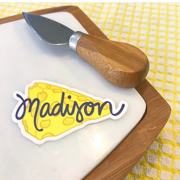 Yellow Cheese Cute Madison Wisconsin Cheese Vinyl Laptop Sticker Cheesboard Sunny Day Designs