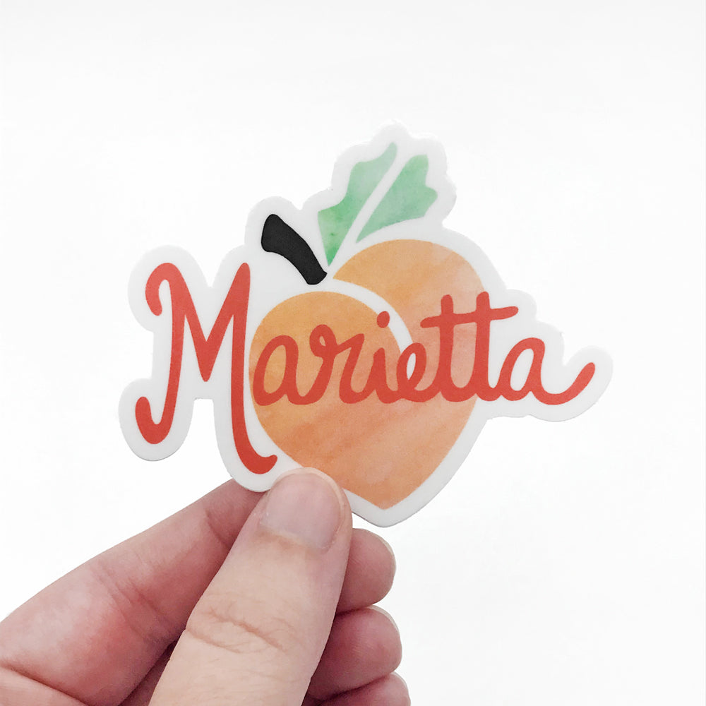 Marietta Peach Georgia Fun Sticker Marietta Gift Sunny Day Designs