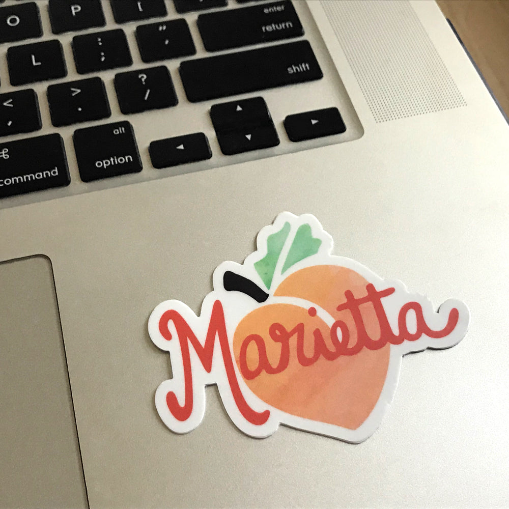 Marietta Peach Vinyl Sticker Georgia Laptop Sticker Sunny Day Designs