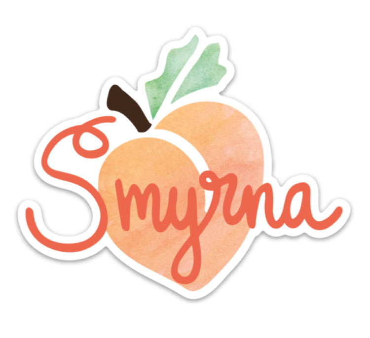 sweet  peach magnet on orange background with smyrna text