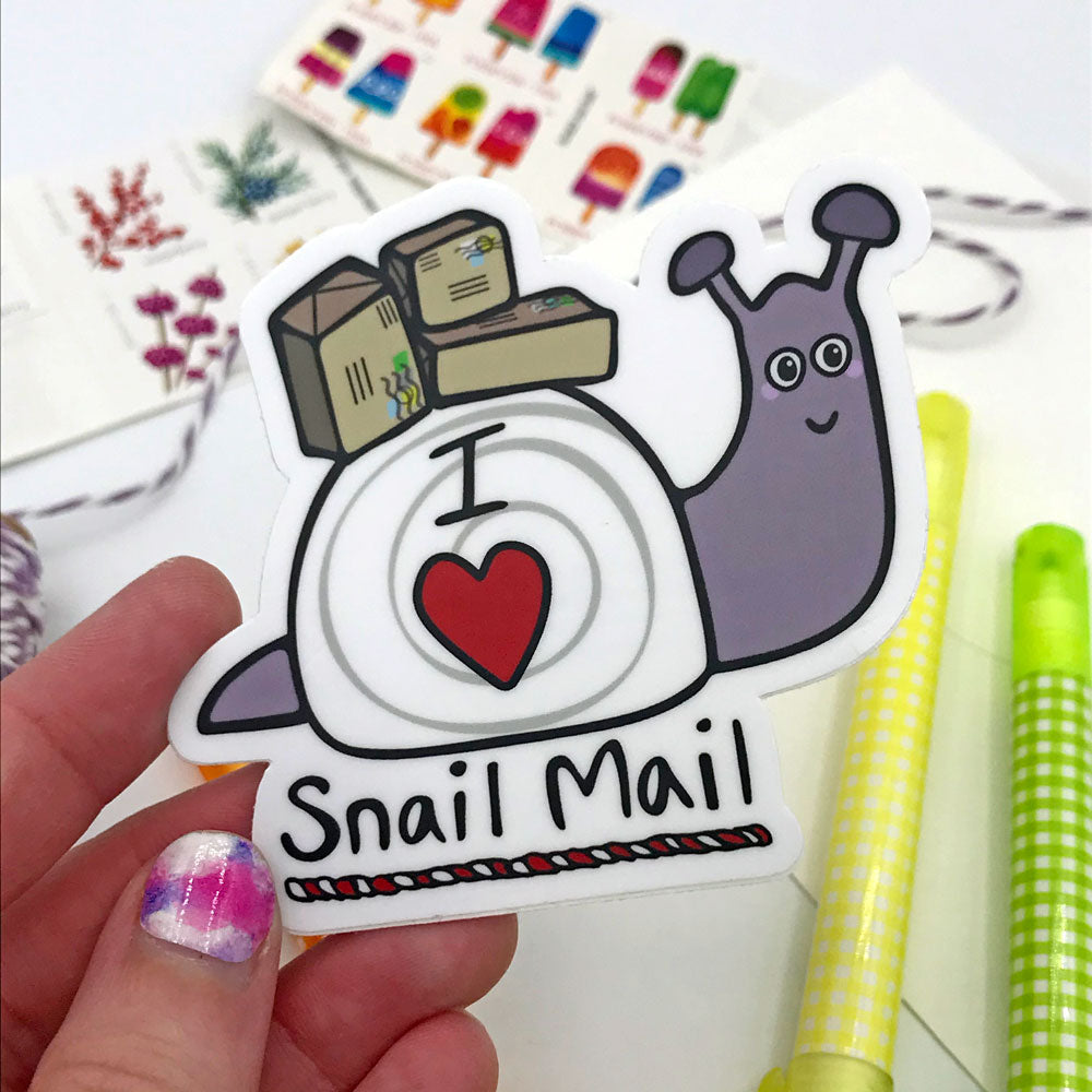 Cute Snail Mail Sticker Fun Sticker Purple Snail USPS Post Office Support Gift Sunny Day Designs
