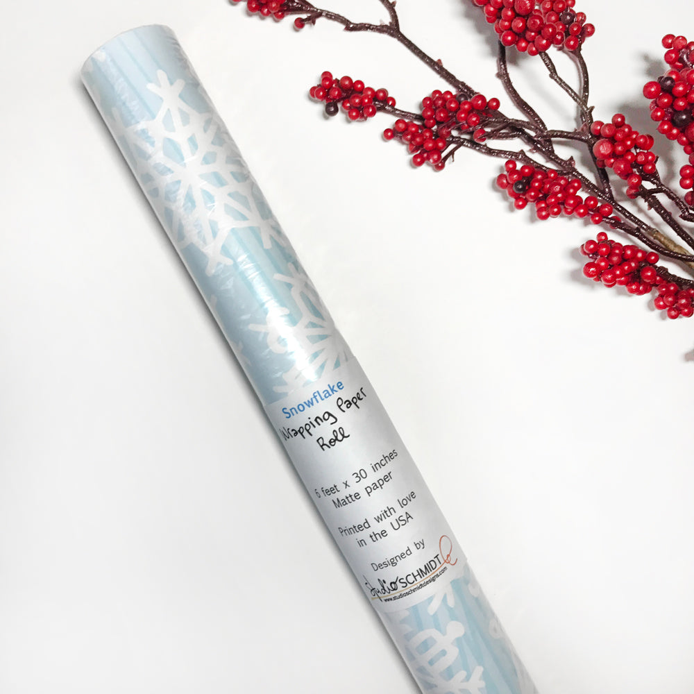 Blue Snowflake Wrapping Paper, Eco-friendly Matte Holiday Gift Wrap ...
