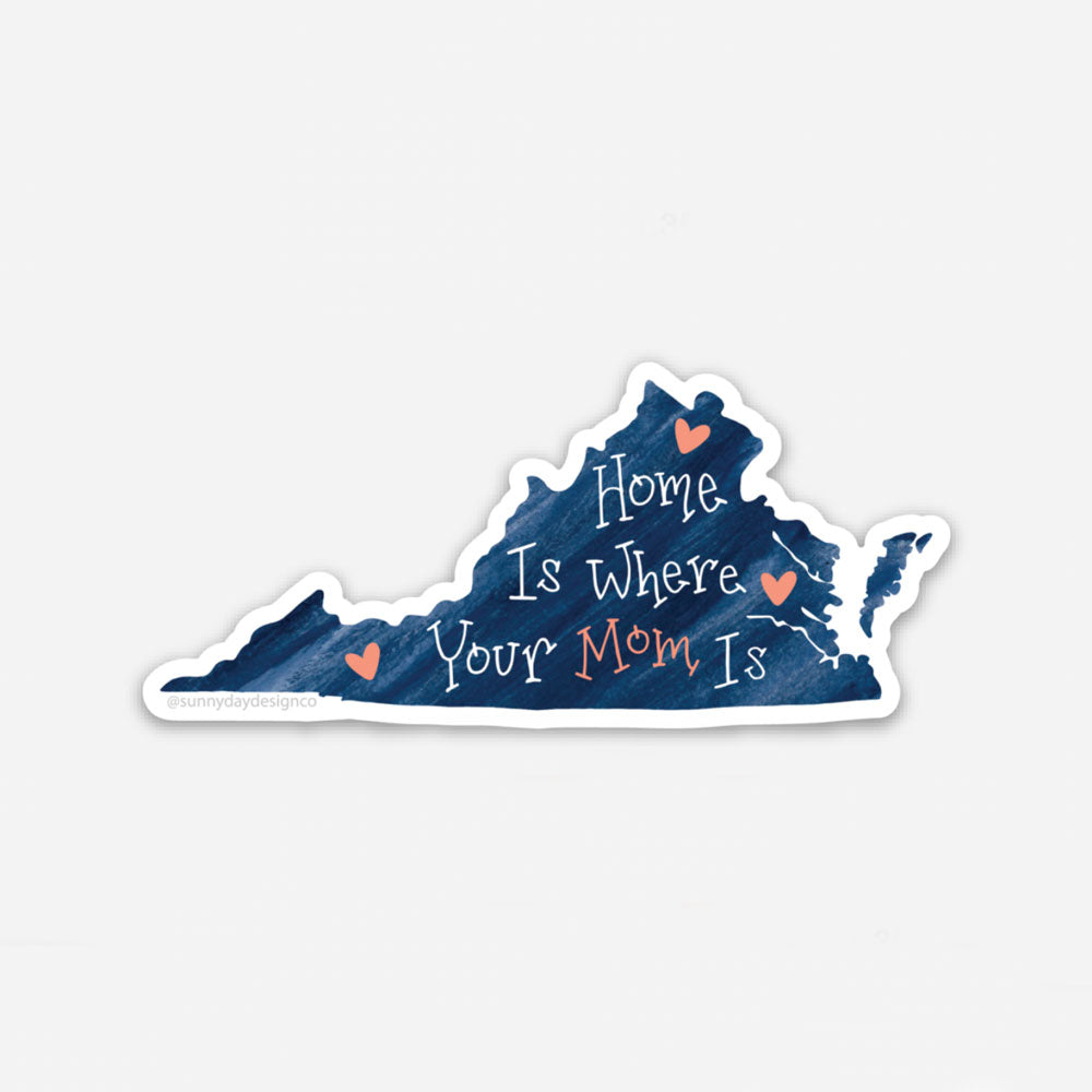 Navy blue, coral, and white Virginia Mom vinyl sticker by Sunny Day Designs. Makes a wonderful gift for mom for mother's day or her birthday
