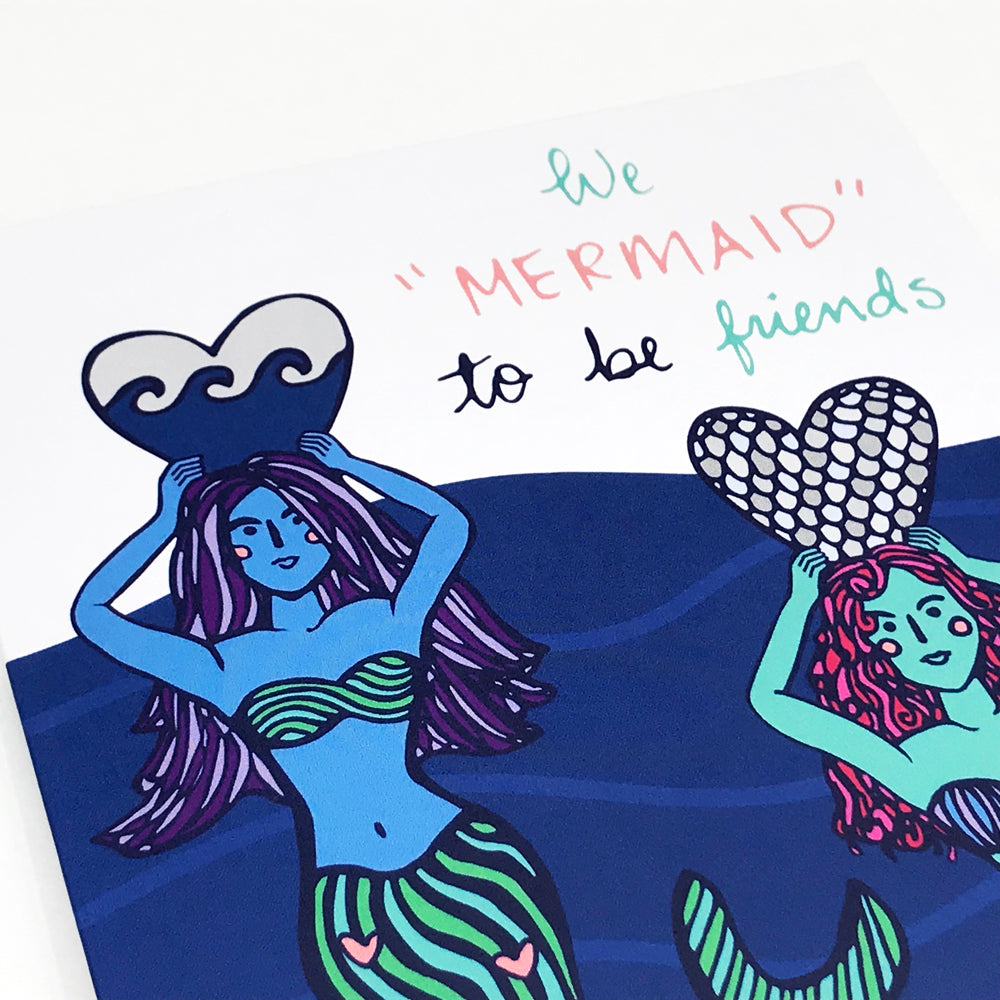 Mermaid Friendship Card for Female Friend, Galentine's Day Greeting ...