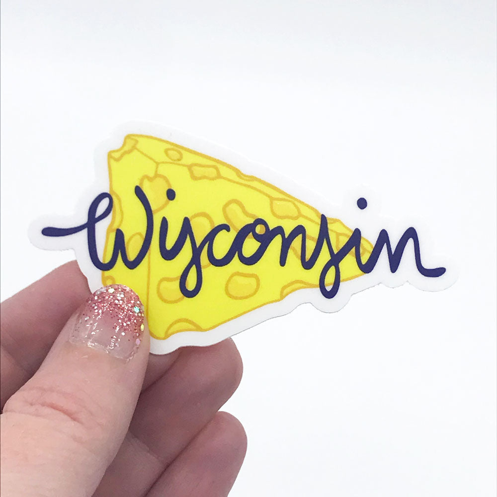 Cute Yellow Wisconsin Cheese Dairy State Vinyl Sticker Fun Sticker Laptop Sunny Day Designs